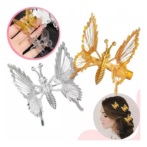 Broche Pinza Pasador Mariposa Cabello Moda Movimiento