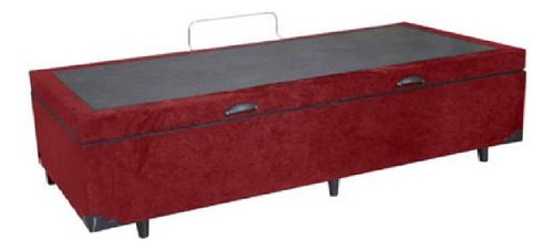 Cama Box Baú Solteirão King Blindado Suede Vermelho