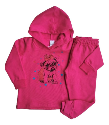 Conjunto Moletom Feminino Infantil Com Capuz Moda  Inverno