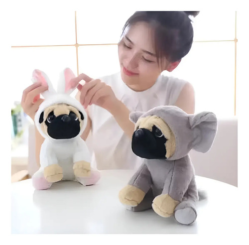 Peluche Tierno Adorable Perrito Pug Con Disfraz 25 Cm