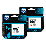 Combo Cartuchos De Tinta Original Hp 667 Color 3ym78al