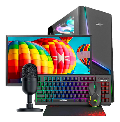 Pc Streaming Inicial + Combo + Monitor 24 + Mic Razer Seiren