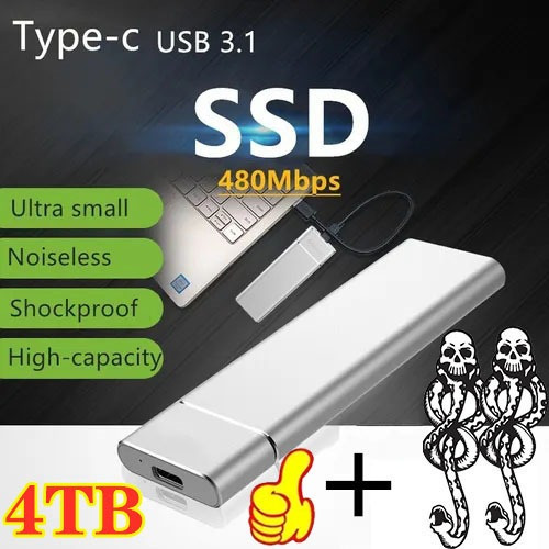 Disco Duro Externo De Ultra Alta Velocidad Ssd Usb 3 De 4tb+