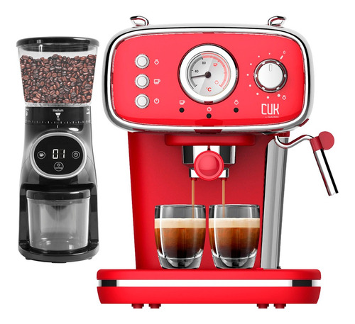 Kit Cafetera Express 19 Bar + Molinillo De Cafe Profesional