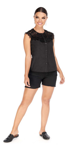 Blusa Dama Negro Manga Corta Mundo Terra 149201