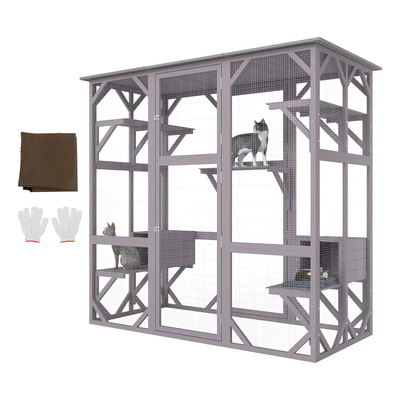 Casa Para Gato Jardin 7 Pisos, Bases Descanso, 71x34x66'' Gris