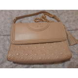 Bolsa Tory Burch Mujer Fleming Beige Nude Clutch Cadena