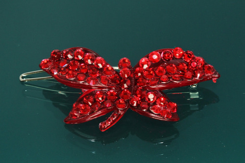 Broche Pasador Cabello Mariposa Roja Cristales Pre190