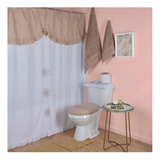 Juego Baño Lea 6 Piezas Beige Bordado