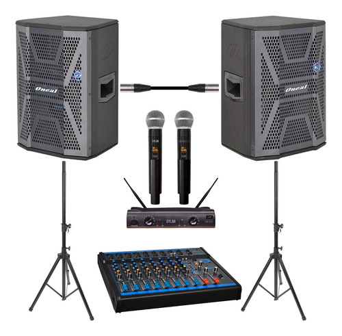 Kit De Som P/ Igreja Oneal 15'' + Mesa De Som E Mic Sem Fio