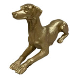 Estatueta Cachorro Decoração Dourado Em Resina Ambientes 