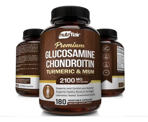 Glucosamina 1500mg Condroitina 150mg + Msm Nutriflair 180 Cp Sabor Neutro