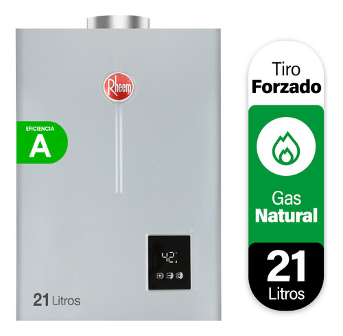 Calefon Gas Natural 21 Litros Tiro Forzado Rheem Digital