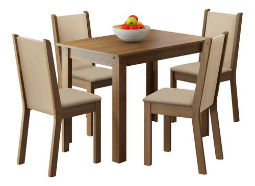 Juego De Comedor Cíntia Madesa Tapa De Madera 4 Sillas - M/c