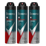 Desodorante Aero Rexona Men Antibacterial Invisible Kit C/3