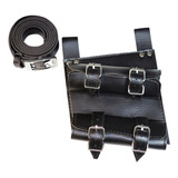 Black Pu Leather Sword Belt Two Metal Buckles