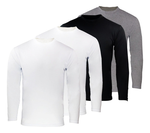 Pack X 4 Remera Basica Hombre Manga Larga Lisa 100% Algodon