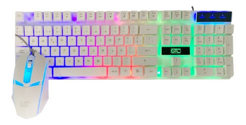 Kit Teclado + Mouse Gamer Blanco C/luces Usb Gtc Cbg-018 Color Del Mouse Negro