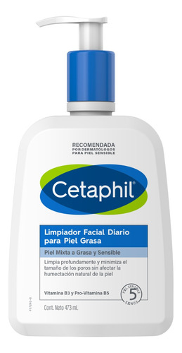 Limpiador Facial Diario Cetaphil Para Piel Grasa 473 Ml Día Noche