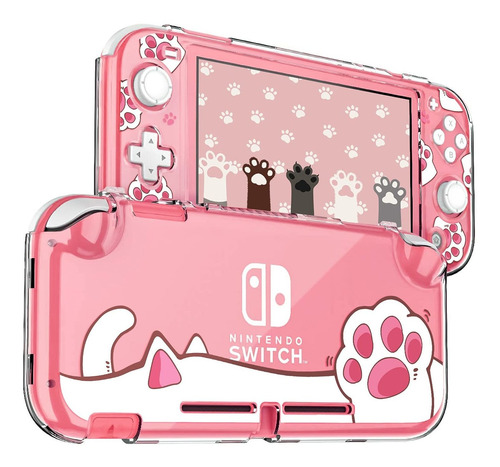 Funda Para Nintendo Switch Lite Color Rosa Con Gato Y Patas