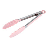 Pegador Inox C/ Ponta Em Silicone Rosa 23cm