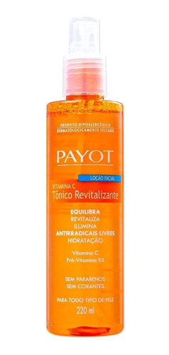 Tônico Facial Com Vitamina C Payot 220ml Tônico Revitalizant