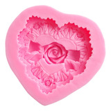 * Molde Silicon Corazon Bordado Rosa Pasta Fondant Jabon