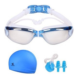 Kit Natación Profesional Hombre Set Lentes Gafas Gorra Gogle