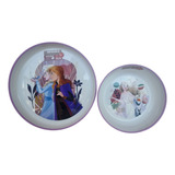 Set De Plato Playo Y Hondo Personajes Infantiles Orig Wabro Color Blanco Frozen Personaje Frozen