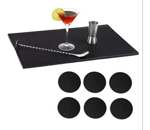 Tapete Utensilio De Barman Bartender 30x45 + 10 Porta Copos