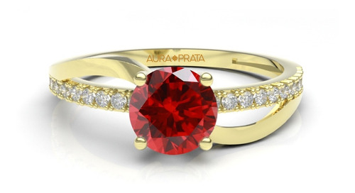 Anillo Compromiso Oro 10k Zirconia Roja Alessia