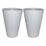 Kit Jogo 2 Vasos Decorativos Planta Casa Jardim + Pratos N4