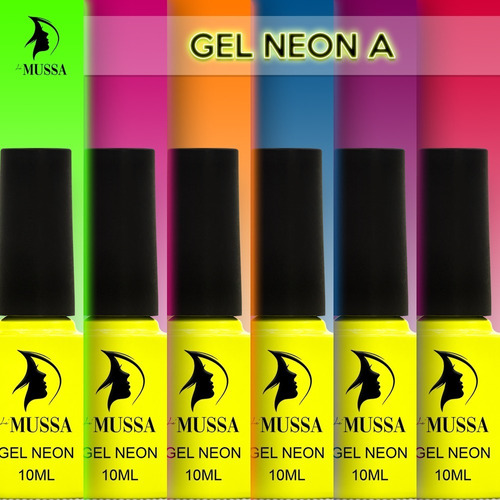 Gel Semipermanente Gama Neon 6 Piezas Marca Mussa Manicure