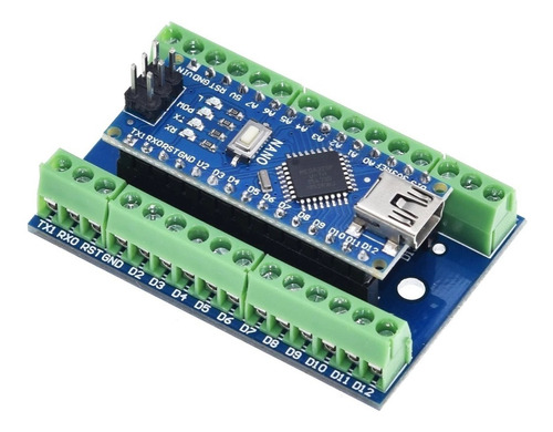Arduino Nano V3 + Adaptador Shield Terminales Placa + Cable 