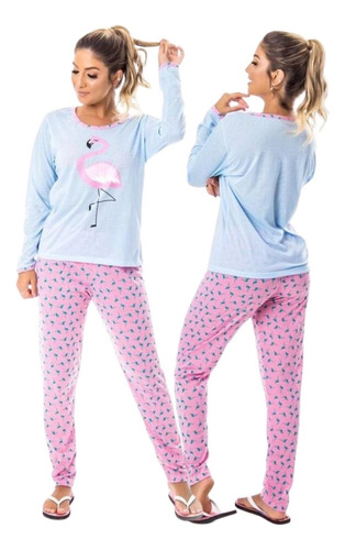 Pijama Feminino Flamingo Longo