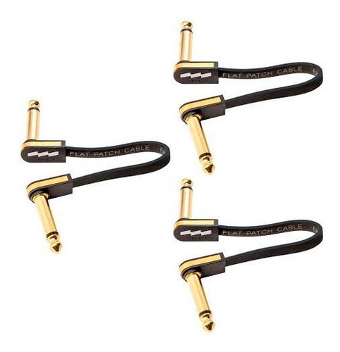 Kit 3 Cabo Pedal Ebs Pg10 Premium Gold 10cm Flat Patch Pg-10