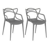 Kit 2 Cadeiras Allegra Master Empilhável Cozinha/jardim | Magazine Decor | Cor Cinza