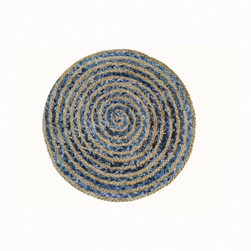 Alfombra Decorativa Rústica Circular Yute Jean 90 Cm 