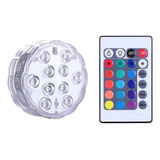 Lampara Sumergible Rgb 10 Led Control Remoto Colores