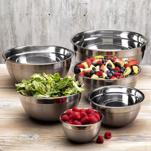 Jogo Bowl Conjunto Bacia Profissional Tigela Aço Inox 6 Pçs