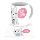 Mug Taza Kawaii Tierno Café Regalo Cute Gato Café