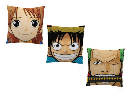 X3 Almohadas 30x30 Cm One Piece Monkey D. Luffy Anime Otaku