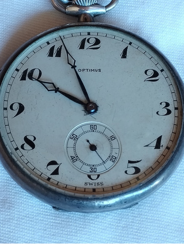 Reloj De Bolsillo Vintage Optimus De Plata .  Adelanta.
