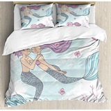 Fundas Para Edredones - Ambesonne Mermaid Duvet Cover Set, C