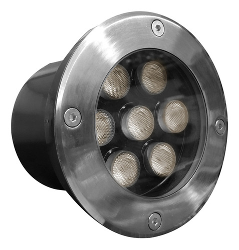 Balizador Luminária Led Piso Chão 7w Embutir Ip66 Ø12x9 Cor Da Carcaça Alumínio/preto Cor Da Luz Branco-quente Bivolt