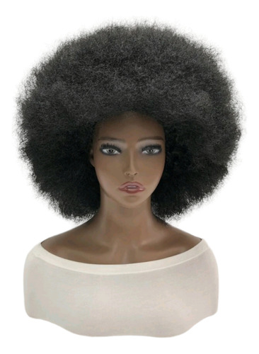 Peluca Negra Rizada Afro Total Para Disfraz