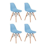 Cadeira De Jantar Henn Decorshop Charles Eames Dkr Eiffel, Estrutura De Cor  Azul, 4 Unidades