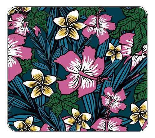 Mouse Pad Estampado 21x19.5  Flores Rosas Hojas Diseño 580