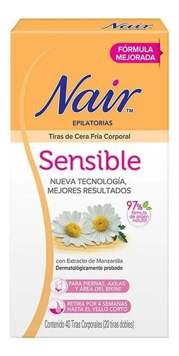 Tiras Depilatorias Piel Sensible  Nair 20 Tiras Dobles