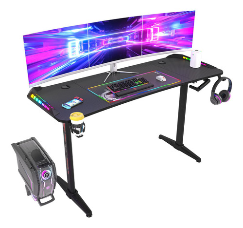 Wisfor Escritorio Rgb Para Juegos De Altura Ajustable: Mesa.